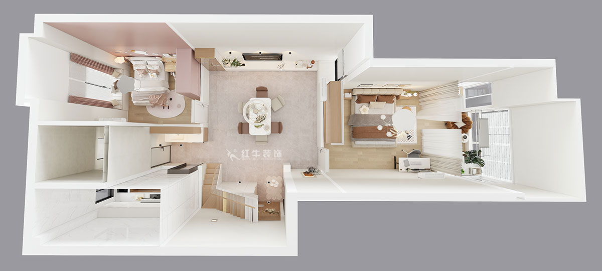 朱明琪｜一品嘉园1-29-606-89㎡-现代简约风格｜2室1厅1卫+阁楼｜老房装修｜定制家｜全包13万｜00_04鸟瞰图